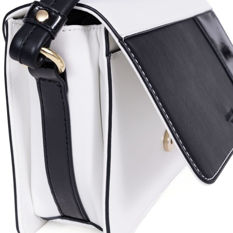 HEXAGONA Τσάντα χειρός μαύρη με λευκό ARF05