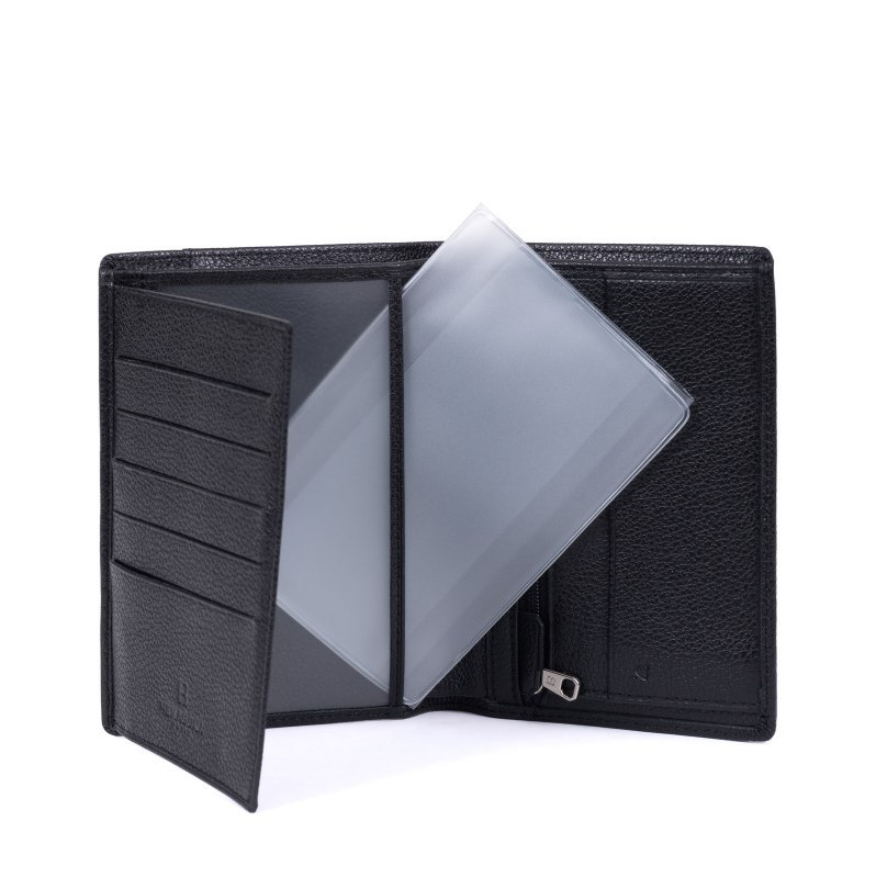 HEXAGONA Ανδρικό δερμάτινο πορτοφόλι δίφυλλο όρθιο μαύρο με RFID προστασία HDA99P