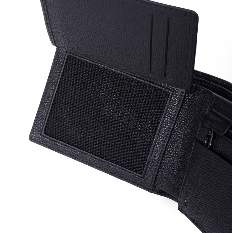HEXAGONA Ανδρικό μαύρο πορτοφόλι δερμάτινο με προστασία RFID WI48K
