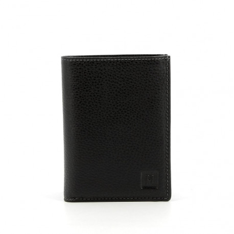 HEXAGONA Ανδρικό μαύρο πορτοφόλι από δέρμα WO53G