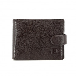 HEXAGONA Ανδρικό πορτοφόλι με κούμπωμα δερμάτινο καφέ WZ64S