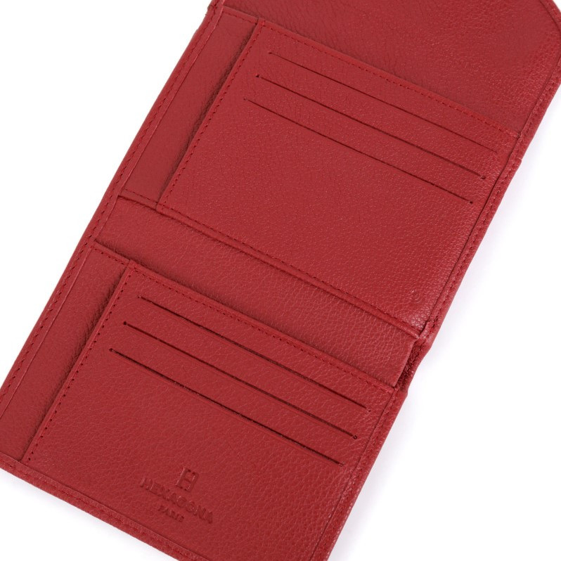 HEXAGONA Γυναικείο πορτοφόλι δερμάτινο, κόκκινο με προστασία RFID WAH72I