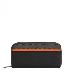 HEXAGONA Ανδρικό πορτοφόλι με φερμουάρ μαύρο με πολυχρωμία WAK75C
