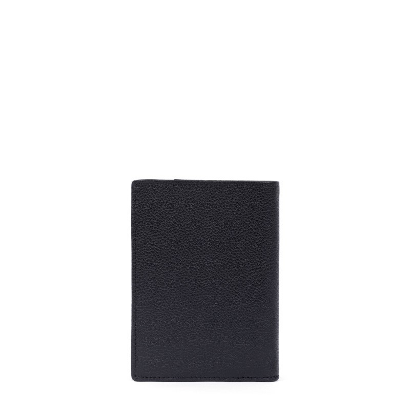 HEXAGONA Ανδρικό δερμάτινο μαύρο πορτοφόλι τρίφυλλο όρθιο μικρό με RFID προστασία HDI93R