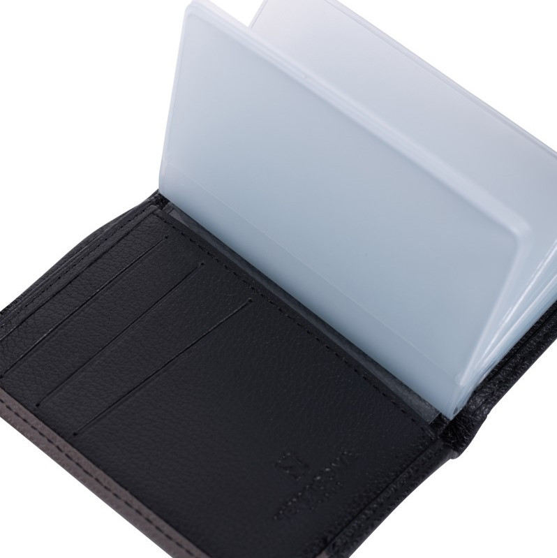 HEXAGONA Θήκη καρτών σε διχρωμία μαύρο / πούρο από δέρμα με RFID προστασία HDQ85G