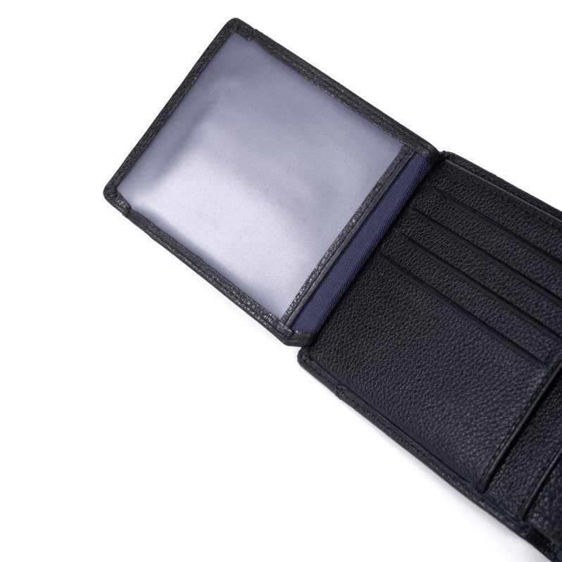 HEXAGONA Ανδρικό δερμάτινο μαύρο πορτοφόλι με RFID προστασία HDR84F