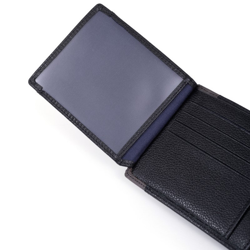 HEXAGONA Ανδρικό δερμάτινο σε διχρωμία μαύρο / πούρο πορτοφόλι με RFID προστασία HDT82S
