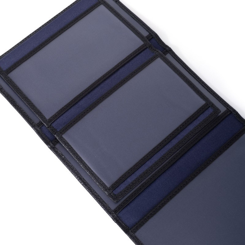 HEXAGONA Δερμάτινη θήκη μαύρη με διαφάνειες και RFID προστασία HDX72D