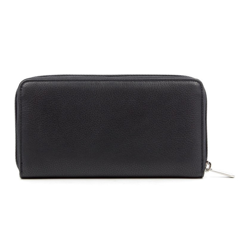 HEXAGONA Γυναικείο πορτοφόλι δερμάτινο μαύρο με φερμουάρ HUJ55R