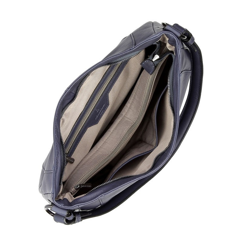 HEXAGONA Τσάντα ώμου μπλέ από σούπερ μαλακό δέρμα SAW21GH