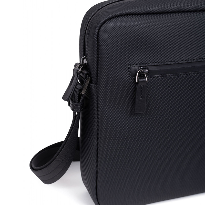 HEXAGONA Τσάντα χιαστί μαύρη Α4 με χωρητικότητα για υπολογιστή 13” σε συνθετικό με δέρμα LGE98TY