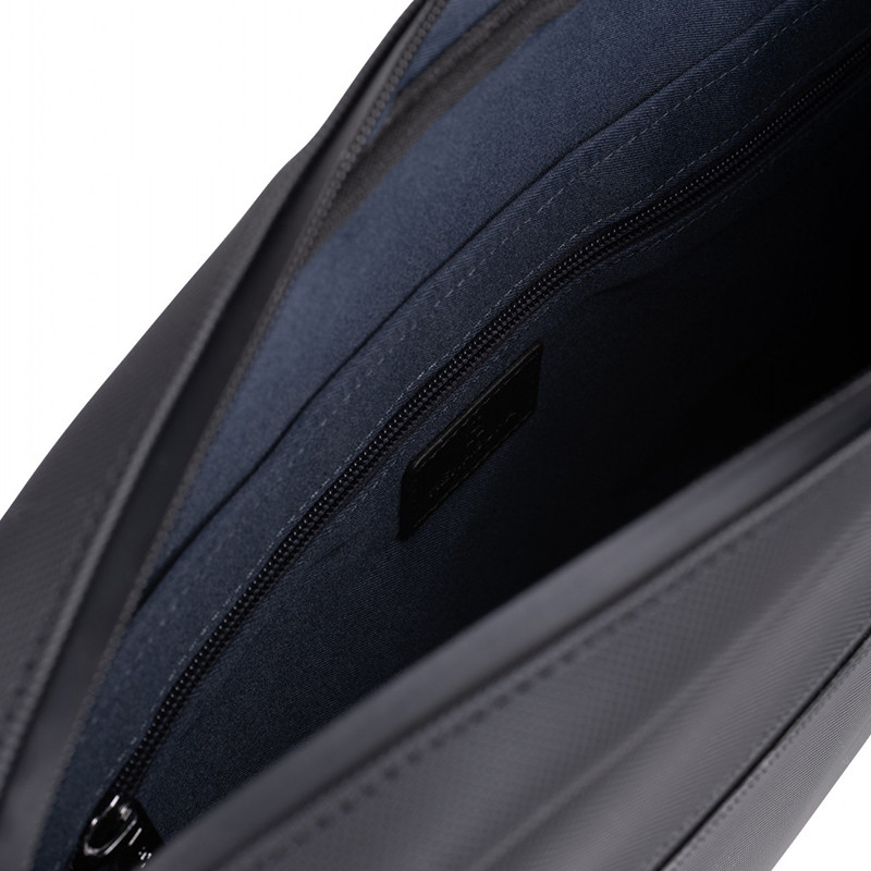 HEXAGONA Τσάντα χιαστί μαύρη Α4 με χωρητικότητα για υπολογιστή 13” σε συνθετικό με δέρμα LGE98TY