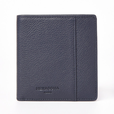 HEXAGONA Ανδρικό δερμάτινο μικρό μπλέ πορτοφόλι με RFID προστασία HDM89L