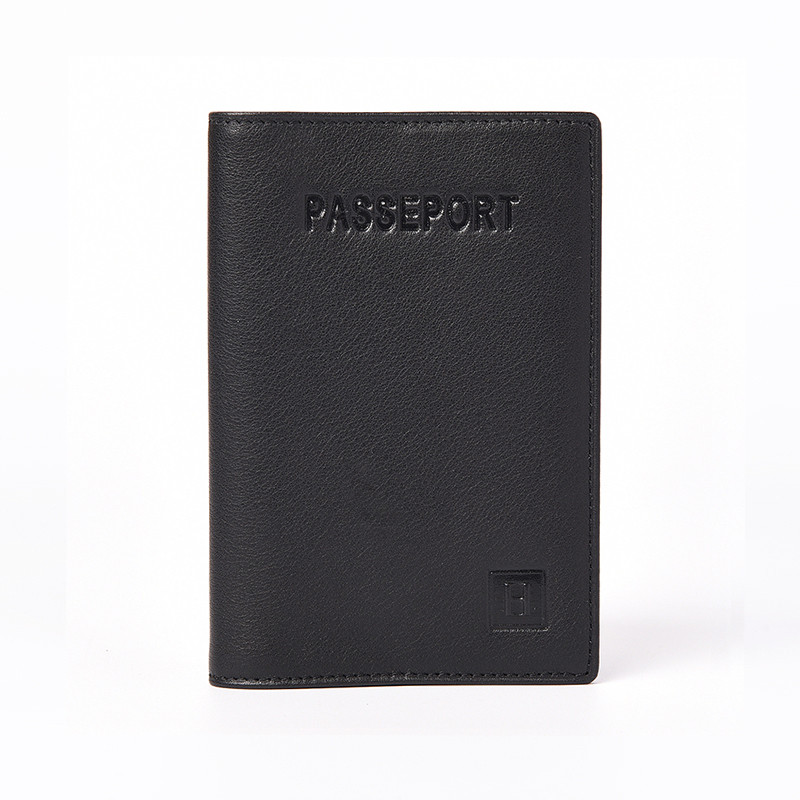 HEXAGONA Θήκη διαβατηρίου δερμάτινη μαύρη H01PO