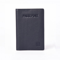HEXAGONA Θήκη διαβατηρίου δερμάτινη μπλέ SOF88IU