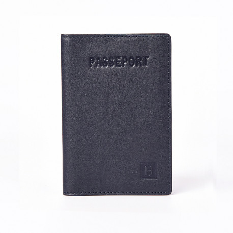 HEXAGONA Θήκη διαβατηρίου δερμάτινη μπλέ SOF88IU