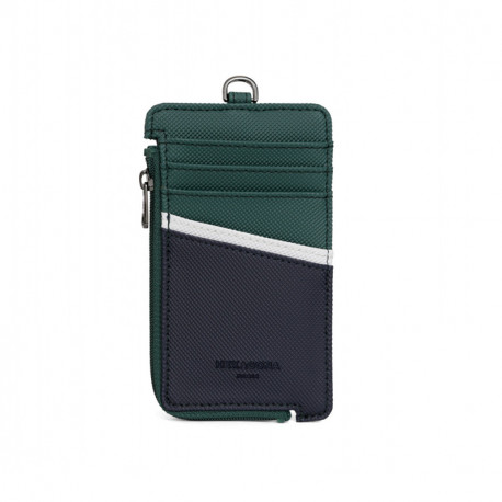 HEXAGONA Ανδρικό πορτοφόλι με εξωτερικές θήκες καρτών πράσινο με πολυχρωμία WAJ74X