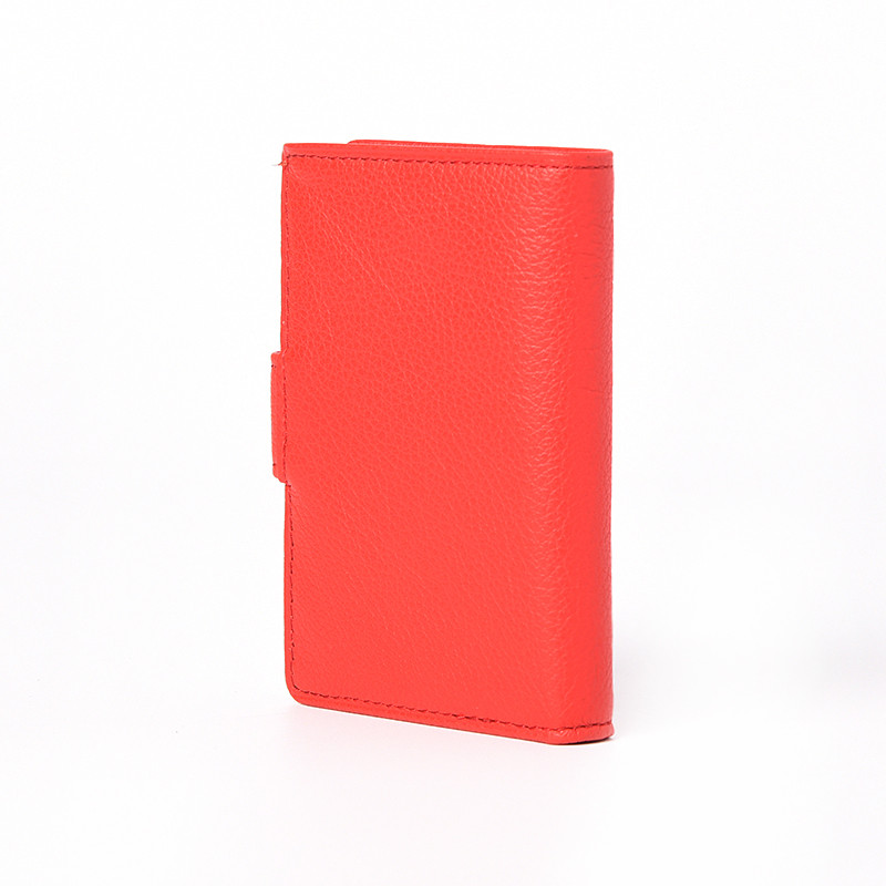 HEXAGONA Καρτοθήκη κόκκινη από γνήσιο σπυρωτό δέρμα COF25W