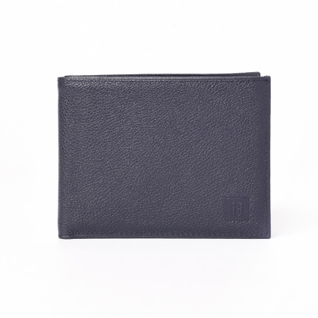 HEXAGONA Ανδρικό πορτοφόλι οριζόντιο σε μπλε σκούρο σπυρωτό δέρμα CHE92JH
