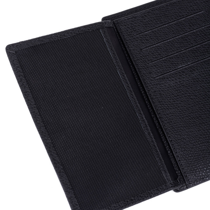 HEXAGONA Ανδρικό μαύρο πορτοφόλι δερμάτινο όρθιο με προστασία RFID WE44C
