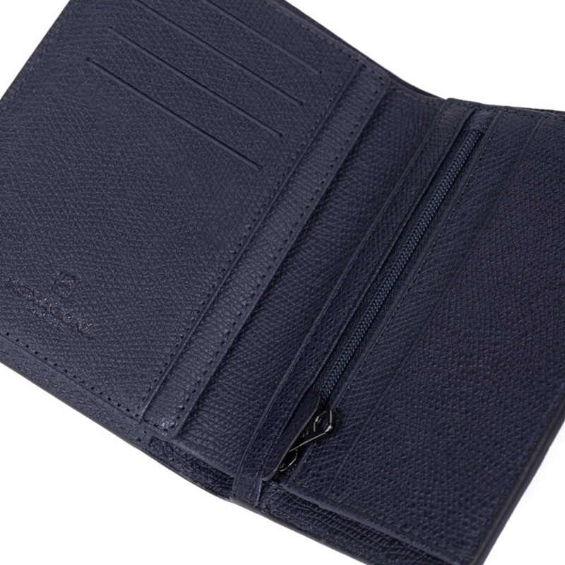 HEXAGONA Ανδρικό μπλέ πορτοφόλι δερμάτινο όρθιο με προστασία RFID WG46Z