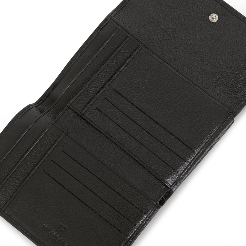 HEXAGONA Γυναικείο πορτοφόλι δερμάτινο μαυρο με εξωτερική κερματοθήκη HUL53P