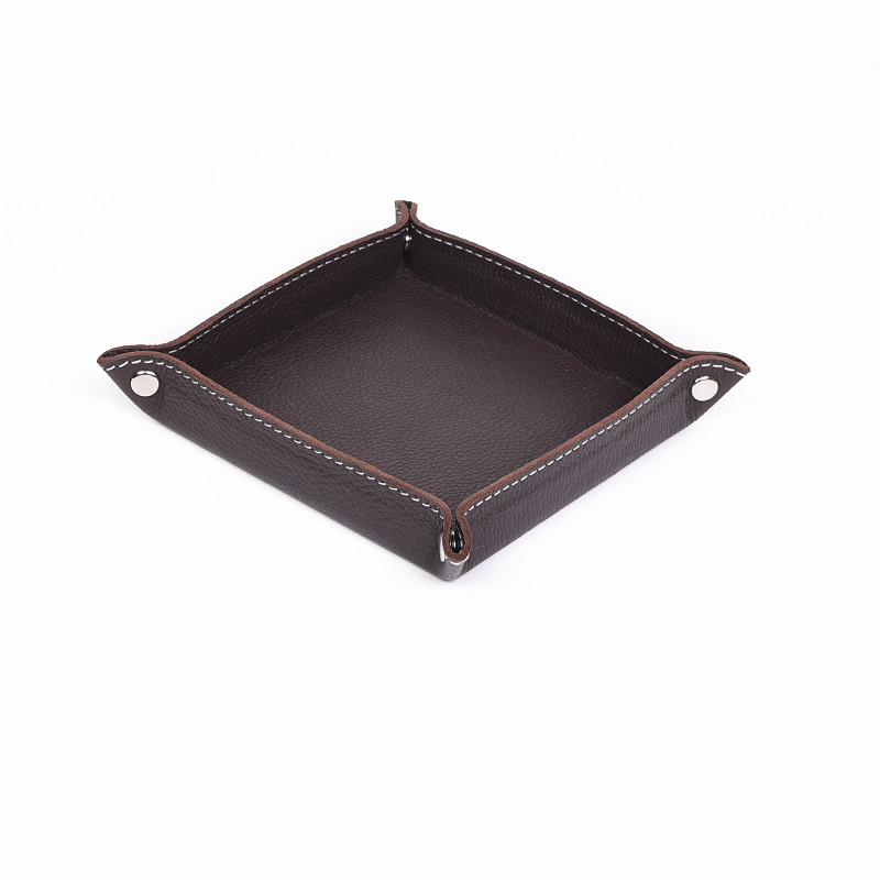 BagCity Τετράγωνος δίσκος για μικροαντικείμενα σε καφέ δέρμα SQT04BR