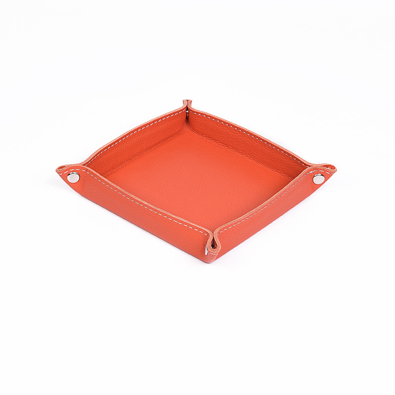 BagCity Τετράγωνος δίσκος για μικροαντικείμενα σε πορτοκαλί δέρμα SQT32OR