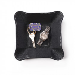 Bagcity Δίσκος μικρός για μικροαντικείμενα σε μαύρο δέρμα για το σπίτι ή το γραφείο SDI01BL