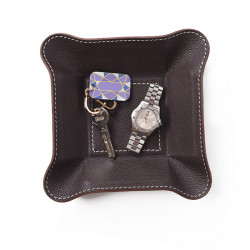 Bagcity Δίσκος μικρός για μικροαντικείμενα σε καφέ δέρμα για το σπίτι ή το γραφείο SDI04BR