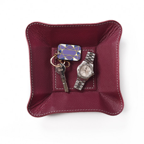 Bagcity Δίσκος μικρός για μικροαντικείμενα σε μπορντό δέρμα για το σπίτι ή το γραφείο SDI09BO