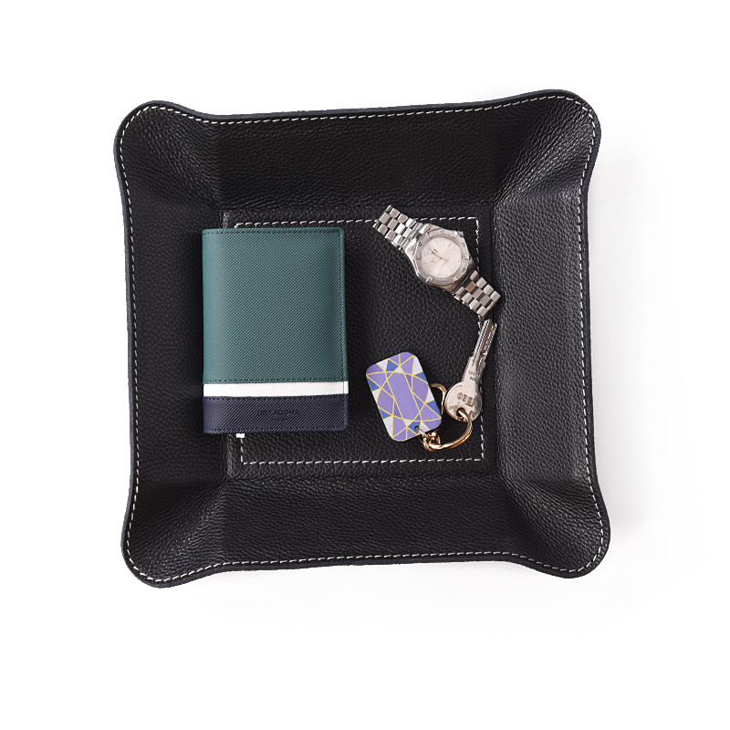 Bagcity Δίσκος μεσαίος για μικροαντικείμενα σε μαύρο δέρμα για το σπίτι ή το γραφείο SDM10BL