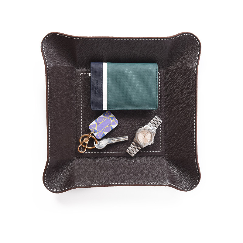 Bagcity Δίσκος μέσαίος για μικροαντικείμενα σε καφέ δέρμα για το σπίτι ή το γραφείο SDM11BR