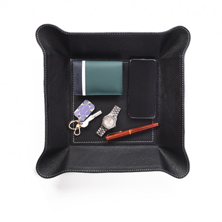 Bagcity Δίσκος μεγάλος για μικροαντικείμενα σε μαύρο δέρμα για το σπίτι ή το γραφείο SDL16BL