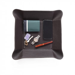 Bagcity Δίσκος μεγάλος για μικροαντικείμενα σε καφέ δέρμα για το σπίτι ή το γραφείο SDL17BR
