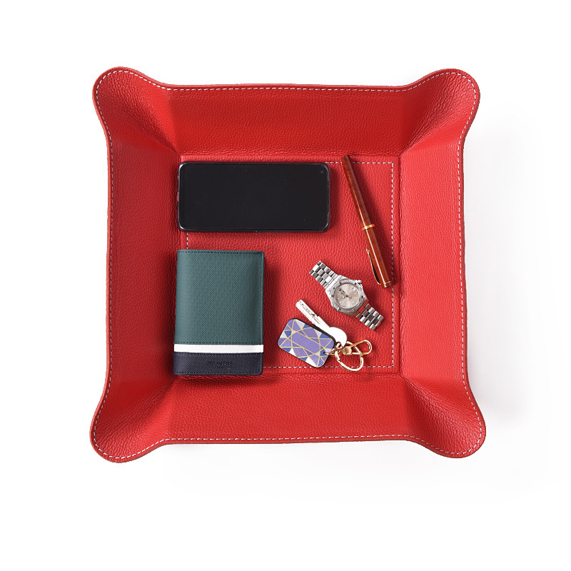 BagCity Σετ δίσκων για μικροαντικείμενα τριών τεμαχίων σε κόκκινο δέρμα SED06RE