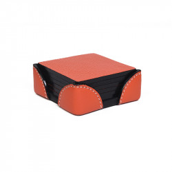 BagCity Σουβέρ τετράγωνα με θήκη σετ 6 τεμαχίων σε πορτοκαλί δέρμα SOV33OG