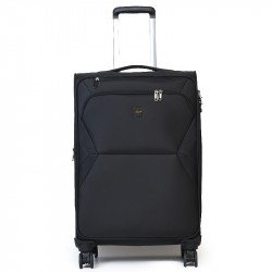 Μεσαία βαλίτσα μαύρη από αδιάβροχο ύφασμα με 4 ρόδες και αδιάρρηκτο φερμουάρ 57GEGXK