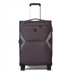 Μεσαία βαλίτσα καφέ από αδιάβροχο ύφασμα με 4 ρόδες και αδιάρρηκτο φερμουάρ Y38THRR