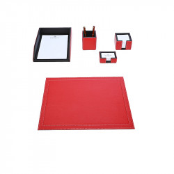 Bagcity Σετ Γραφείου κόκκινο 5 τεμαχίων με σουμέν δίγαζο 50 x 39 από γνήσιο δέρμα RED86CV