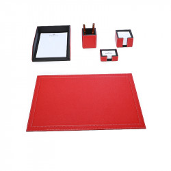 Bagcity Σετ Γραφείου κόκκινο 5 τεμαχίων με σουμέν δίγαζο 60 x 40 από γνήσιο δέρμα DFA13CG