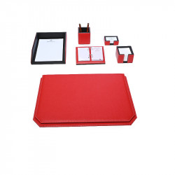 Bagcity Σετ Γραφείου κόκκινο 6 τεμαχίων με σουμέν καπάκι 60 x 40 από γνήσιο δέρμα ROU91VL