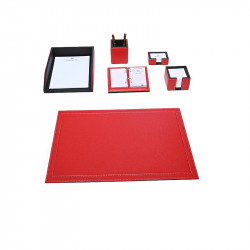 Bagcity Σετ Γραφείου κόκκινο 6 τεμαχίων με σουμέν δίγαζο 60 x 40 από γνήσιο δέρμα DFA19RE