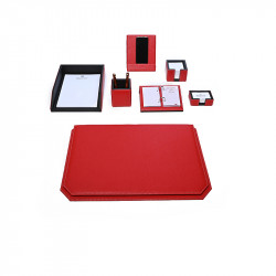 Bagcity Σετ Γραφείου κόκκινο 7 τεμαχίων με σουμέν καπάκι 60 x 40 από γνήσιο δέρμα RED53N