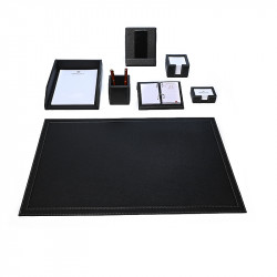 Bagcity Σετ Γραφείου μαύρο 7 τεμαχίων με σουμέν δίγαζο 80 x 50 από γνήσιο δέρμα PFG65UI