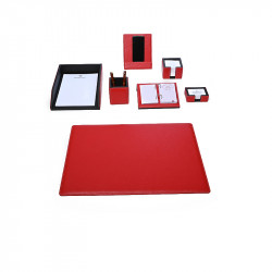 Bagcity Σετ Γραφείου κόκκινο 7 τεμαχίων με σουμέν 60 x 40 από γνήσιο δέρμα RBC82QC