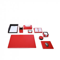 Bagcity Σετ Γραφείου κόκκινο 9 τεμαχίων με σουμέν 60 x 40 από γνήσιο δέρμα RDC72AL