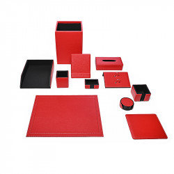 Bagcity Σετ Γραφείου κόκκινο 11 τεμαχίων με σουμέν δίγαζο 50 x 39 από γνήσιο δέρμα ROU92GE