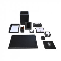 Bagcity Σετ Γραφείου μαύρο 11 τεμαχίων με σουμέν δίγαζο 60 x 40 από γνήσιο δέρμα POA45AZ