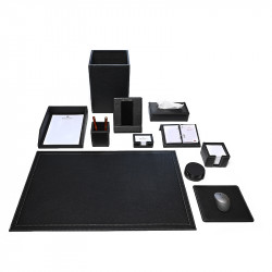 Bagcity Σετ Γραφείου μαύρο 11 τεμαχίων με σουμέν δίγαζο 80 x 50 από γνήσιο δέρμα WKL85DK